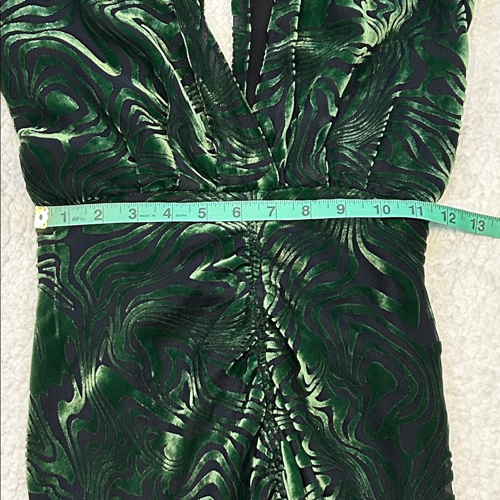 Ronny Kobo Astrid Dress size Small Burnout Velvet Green Black Silk Blend - Picture 12 of 16